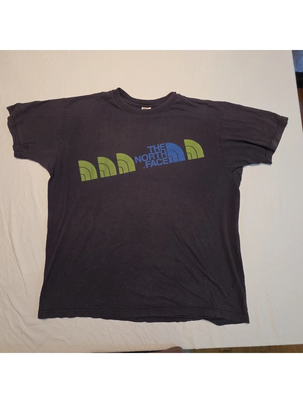 The North Face T-Shirt Large Black Green Blue Graphic Logo Tee